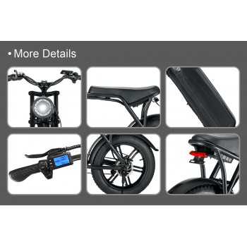 BICICLETTA ELETTRICA E-BIKE  V8 bici elettrica 750W motore 48V 15Ah MAX SPEED 50 KM/H  + LUCI