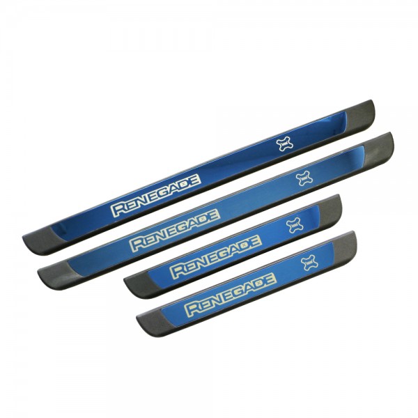 KIT 4 PZ BATTITACCO JEEP RENEGADE PROTEGGI PORTIERA SOGLIA ENTRATA BLU NERO