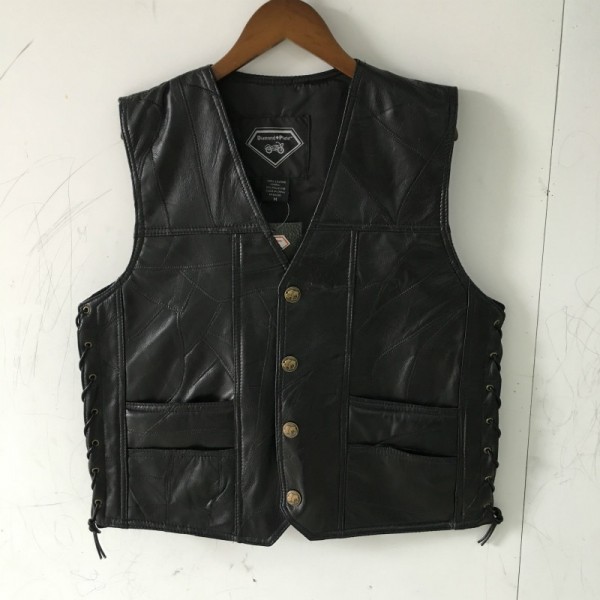 GILET ECO PELLE BIKER MOTO RIDER NEURO MOTO CLUB
