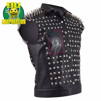 GLET GIUBBOTTO IN PELLE WATCH DOGS DEDSEC CHIAVE A 2 BIKE COSPLAY BORCHIE RIVET