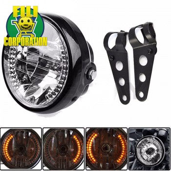 FARO MOTO ANTERIORE HARLEY HONDA GUZZI YAMAHA CUSTOM CAFE RACER LED
