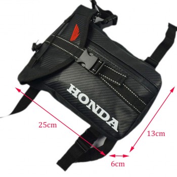 BORSELLO BORSA DA GAMBA HONDA NERO EFFETTO CARBONIO 3D MOTO ZAINO COSCIALE MARSUPIO VIAGGI RIDE