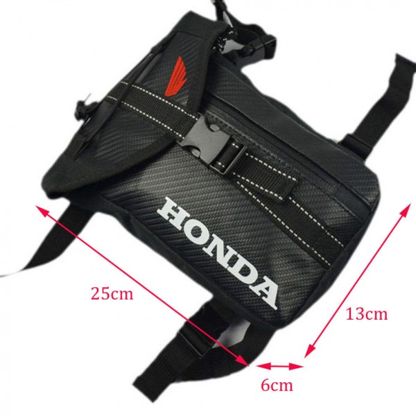 BORSELLO BORSA DA GAMBA HONDA NERO EFFETTO CARBONIO 3D MOTO ZAINO COSCIALE MARSUPIO VIAGGI RIDE