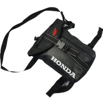 BORSELLO BORSA DA GAMBA HONDA NERO EFFETTO CARBONIO 3D MOTO ZAINO COSCIALE MARSUPIO VIAGGI RIDE